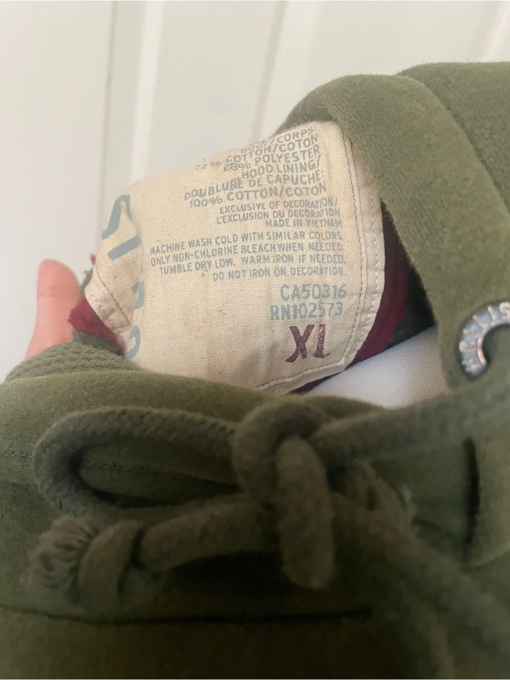 Hollister Olive Green Logo Hoodie with Gold '22' Detail